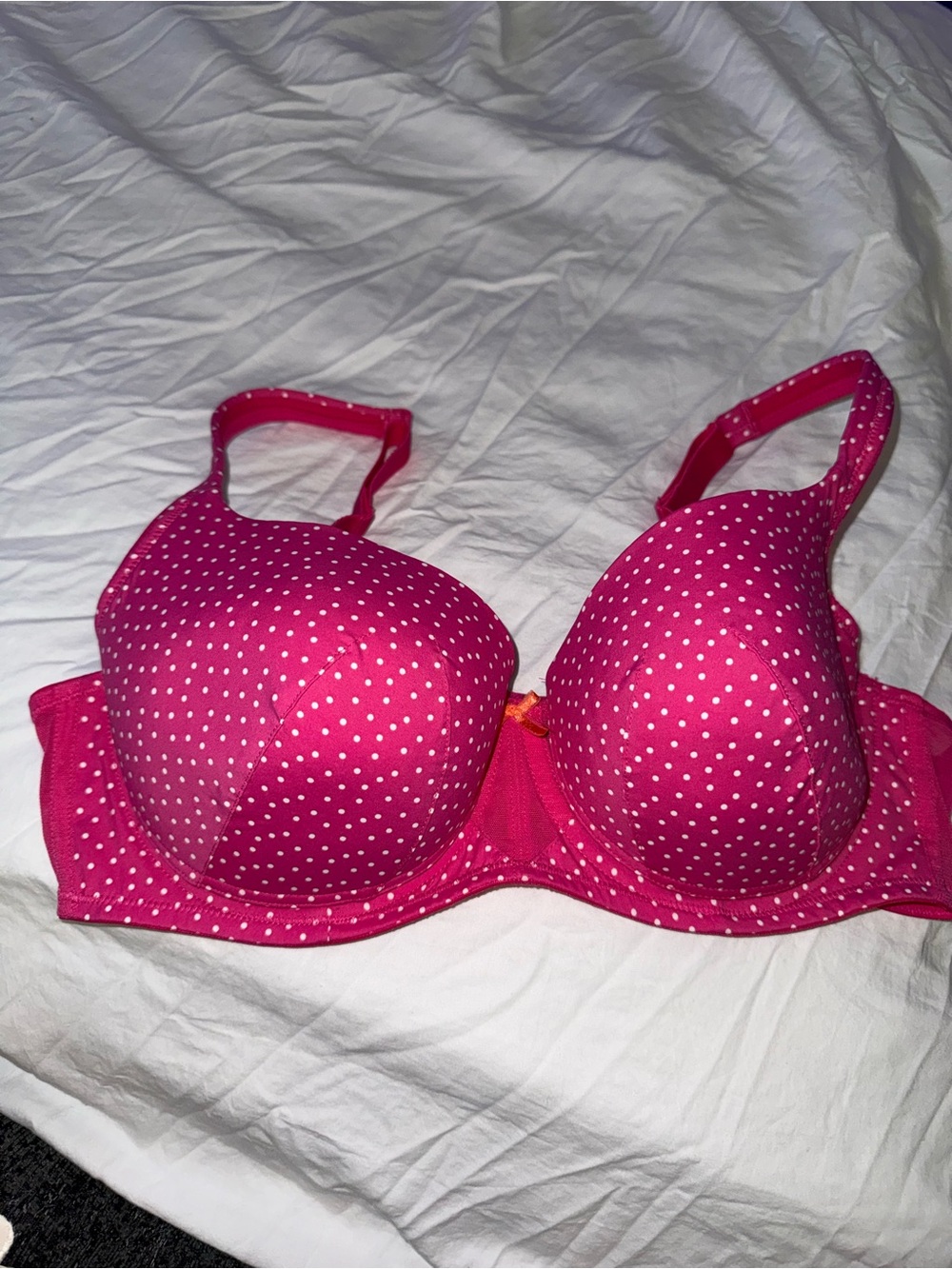 Cacique Hot Pink Polka Dot T-Shirt Balconette Bra